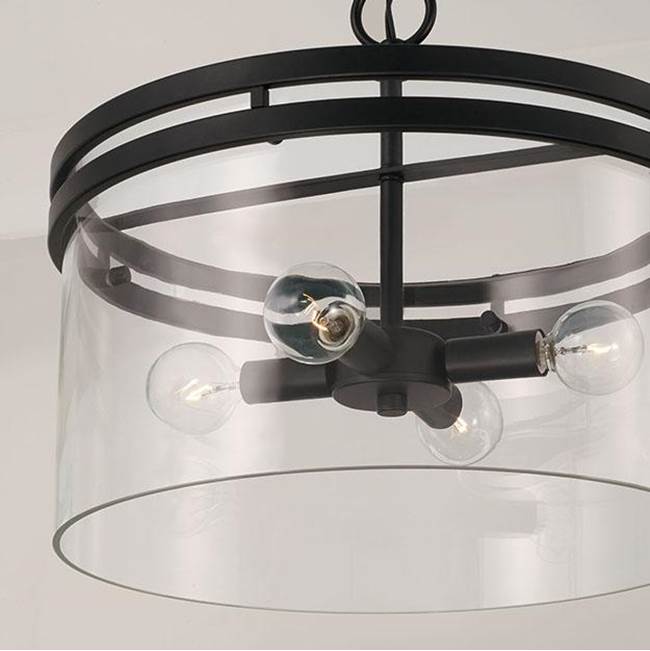 Capital Lighting Fuller 14.5''w X 12.75''h 4-light Dual Mount Pendant Or Semi-flush In Aged Brass With Clear Glass