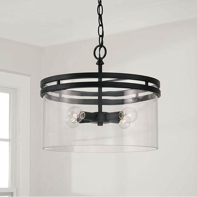 Capital Lighting 248741MB Matte Black 14.5''w X 12.75''h 4-light Dual Mount Pendant Or Semi-flush In Matte Black With Clear Glass Image 3