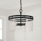 Capital Lighting 248741MB Matte Black 14.5''w X 12.75''h 4-light Dual Mount Pendant Or Semi-flush In Matte Black With Clear Glass Image 3