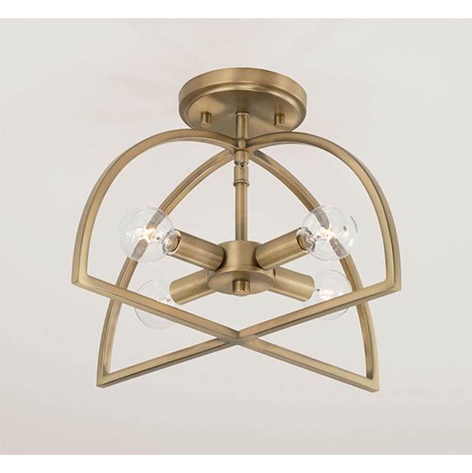 Capital Lighting Lawson 15''w X 9''h 4-light Modern Dual Mount Pendant Or Semi-flush In Aged Brass