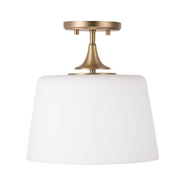 Capital Lighting 248911AD Aged Brass 11.75''w X 11.25''h 1-light Dual Mount Pendant Or Semi-flush In Aged Brass With Soft White Glass Image 1