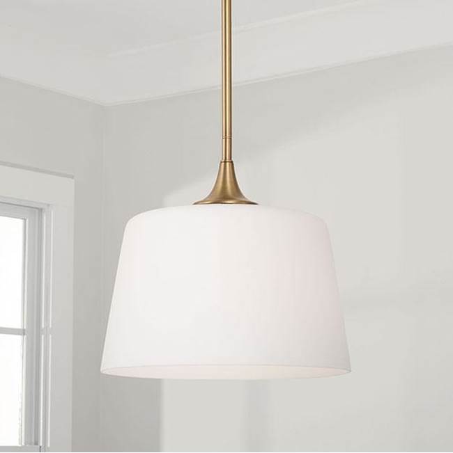 Capital Lighting 248911AD Aged Brass 11.75''w X 11.25''h 1-light Dual Mount Pendant Or Semi-flush In Aged Brass With Soft White Glass Image 3