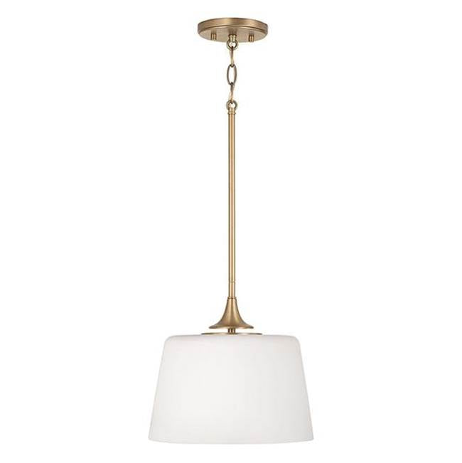 Capital Lighting 248911AD Aged Brass 11.75''w X 11.25''h 1-light Dual Mount Pendant Or Semi-flush In Aged Brass With Soft White Glass Image 2
