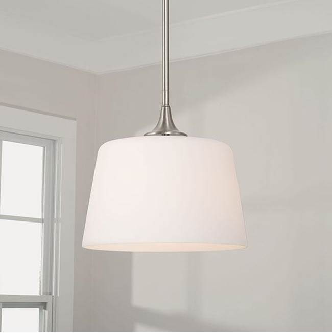 Capital Lighting 248911BN Brushed Nickel 11.75''w X 11.25''h 1-light Dual Mount Pendant Or Semi-flush In Brushed Nickel With Soft White Glass Image 3