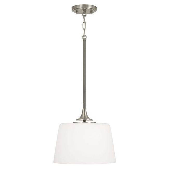 Capital Lighting 248911BN Brushed Nickel 11.75''w X 11.25''h 1-light Dual Mount Pendant Or Semi-flush In Brushed Nickel With Soft White Glass Image 2