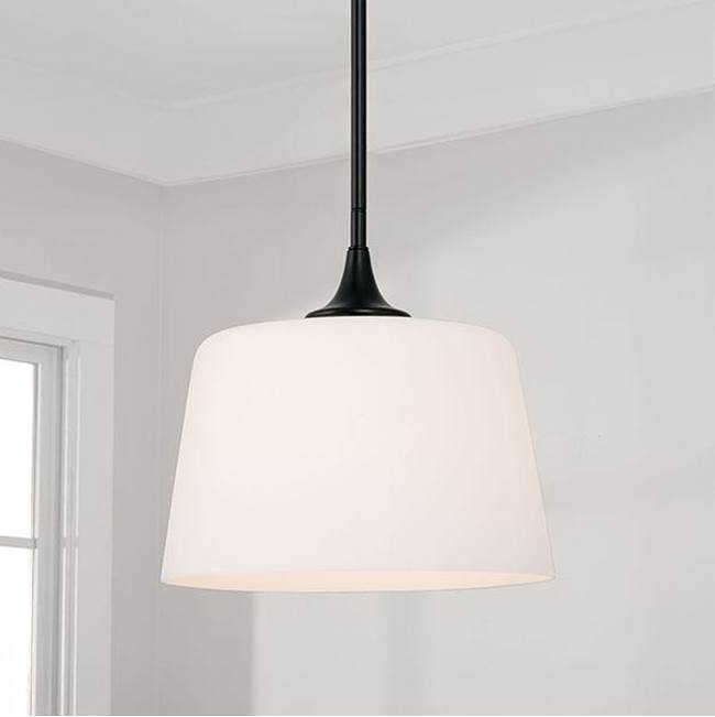 Capital Lighting 248911MB Matte Black 11.75''w X 11.25''h 1-light Dual Mount Pendant Or Semi-flush In Matte Black With Soft White Glass Image 3