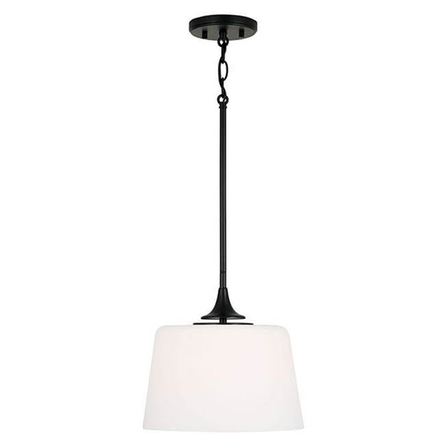 Capital Lighting 248911MB Matte Black 11.75''w X 11.25''h 1-light Dual Mount Pendant Or Semi-flush In Matte Black With Soft White Glass Image 2