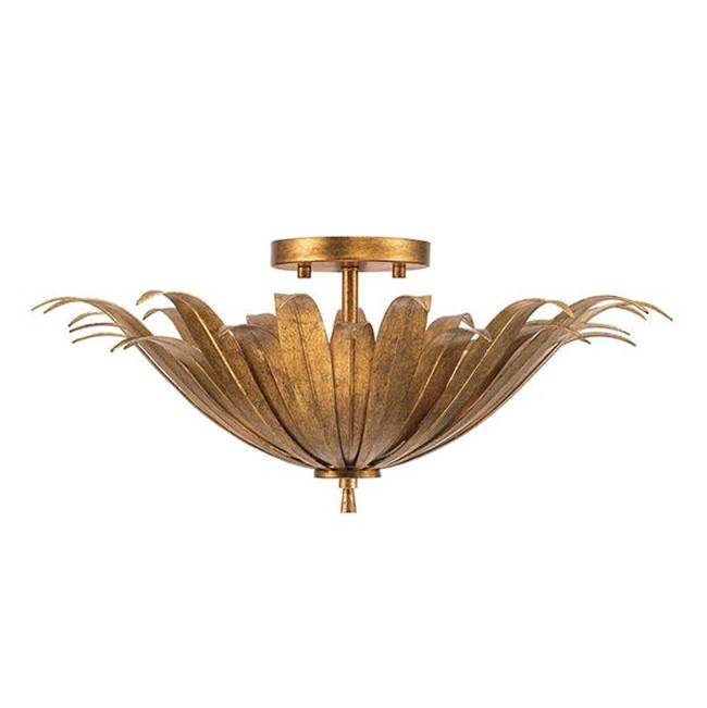 Capital Lighting 249531AG Antique Gold 18''w X 8.5''h 3-light Botanical Semi-flush In Antique Gold Image 1