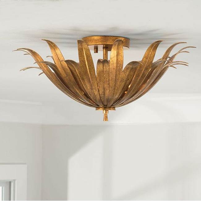 Capital Lighting 249531AG Antique Gold 18''w X 8.5''h 3-light Botanical Semi-flush In Antique Gold Image 2