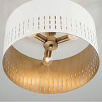 Capital Lighting Dash 15.5''w X 9.5''h 3-light Dual Mount Pendant Or Semi-flush In Aged Brass And White Metal Shade With Painted Aged Brass Interior
