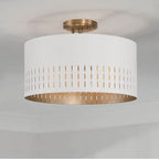 Capital Lighting 250231AW Aged Brass,White 15.5''w X 9.5''h 3-light Dual Mount Pendant Or Semi-flush In Aged Brass And White Metal Shade With Painted Aged Brass Interior Image 3