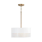 Capital Lighting 250231AW Aged Brass,White 15.5''w X 9.5''h 3-light Dual Mount Pendant Or Semi-flush In Aged Brass And White Metal Shade With Painted Aged Brass Interior Image 2