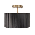 Capital Lighting 250711KR Black Stain,Matte Brass 12.50''w X 11.75''h 1-light Semi-flush Pendant In Matte Brass And Handcrafted Mango Wood In Black Stain Image 1
