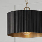 Capital Lighting 250711KR Black Stain,Matte Brass 12.50''w X 11.75''h 1-light Semi-flush Pendant In Matte Brass And Handcrafted Mango Wood In Black Stain Image 3