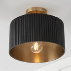 Capital Lighting 250711KR Black Stain,Matte Brass 12.50''w X 11.75''h 1-light Semi-flush Pendant In Matte Brass And Handcrafted Mango Wood In Black Stain Image 4