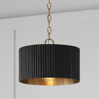 Capital Lighting 250711KR Black Stain,Matte Brass 12.50''w X 11.75''h 1-light Semi-flush Pendant In Matte Brass And Handcrafted Mango Wood In Black Stain Image 6