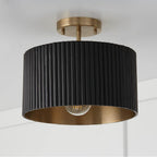 Capital Lighting 250711KR Black Stain,Matte Brass 12.50''w X 11.75''h 1-light Semi-flush Pendant In Matte Brass And Handcrafted Mango Wood In Black Stain Image 5