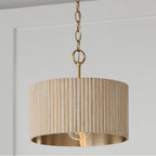 Capital Lighting Donovan 12.50''w X 11.75''h 1-light Semi-flush Pendant In Matte Brass And Handcrafted Mango Wood In Black Stain