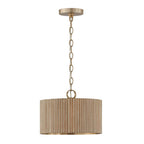 Capital Lighting Donovan 12.50''w X 11.75''h 1-light Semi-flush Pendant In Matte Brass And Handcrafted Mango Wood In Black Stain