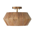 Capital Lighting 251011LW Light Wood,Patinaed Brass 15''w X 10.75''h 1-light Convertible Semi-flush Pendant In Hand-distressed Patinaed Brass And Handcrafted Mango Wood Image 1