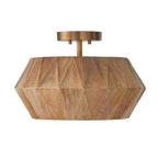Capital Lighting 251011LW Light Wood,Patinaed Brass 15''w X 10.75''h 1-light Convertible Semi-flush Pendant In Hand-distressed Patinaed Brass And Handcrafted Mango Wood Image 1