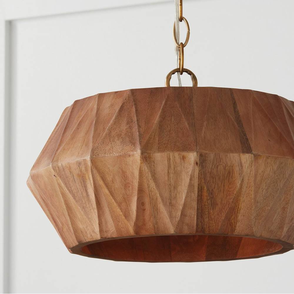 Capital Lighting 251011LW Light Wood,Patinaed Brass 15''w X 10.75''h 1-light Convertible Semi-flush Pendant In Hand-distressed Patinaed Brass And Handcrafted Mango Wood Image 5