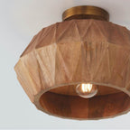 Capital Lighting 251011LW Light Wood,Patinaed Brass 15''w X 10.75''h 1-light Convertible Semi-flush Pendant In Hand-distressed Patinaed Brass And Handcrafted Mango Wood Image 4