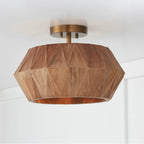 Capital Lighting 251011LW Light Wood,Patinaed Brass 15''w X 10.75''h 1-light Convertible Semi-flush Pendant In Hand-distressed Patinaed Brass And Handcrafted Mango Wood Image 6
