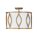 Capital Lighting 252531ML Mystic Luster 16''w X 13.50''h 3-light Semi-flush Drum Pendant In Mystic Luster With White Fabric Shade Image 1