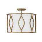 Capital Lighting 252531ML Mystic Luster 16''w X 13.50''h 3-light Semi-flush Drum Pendant In Mystic Luster With White Fabric Shade Image 1