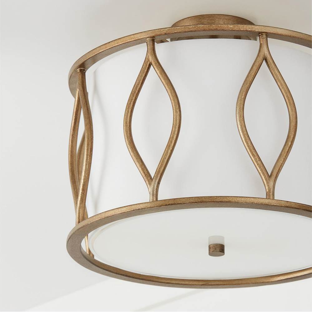 Capital Lighting 252531ML Mystic Luster 16''w X 13.50''h 3-light Semi-flush Drum Pendant In Mystic Luster With White Fabric Shade Image 5