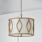 Capital Lighting 252531ML Mystic Luster 16''w X 13.50''h 3-light Semi-flush Drum Pendant In Mystic Luster With White Fabric Shade Image 7