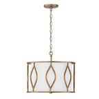 Capital Lighting Cohen 16''w X 13.50''h 3-light Semi-flush Drum Pendant In Mystic Luster With White Fabric Shade