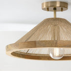 Capital Lighting 252811MA Matte Brass 19''w X 7''h 1-light Dual Mount Pendant In Matte Brass With Mango Wood And Handwrapped Natural Jute Rope String Image 6