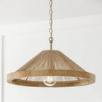 Capital Lighting Maya 19''w X 7''h 1-light Dual Mount Pendant In Matte Brass With Mango Wood And Handwrapped Natural Jute Rope String