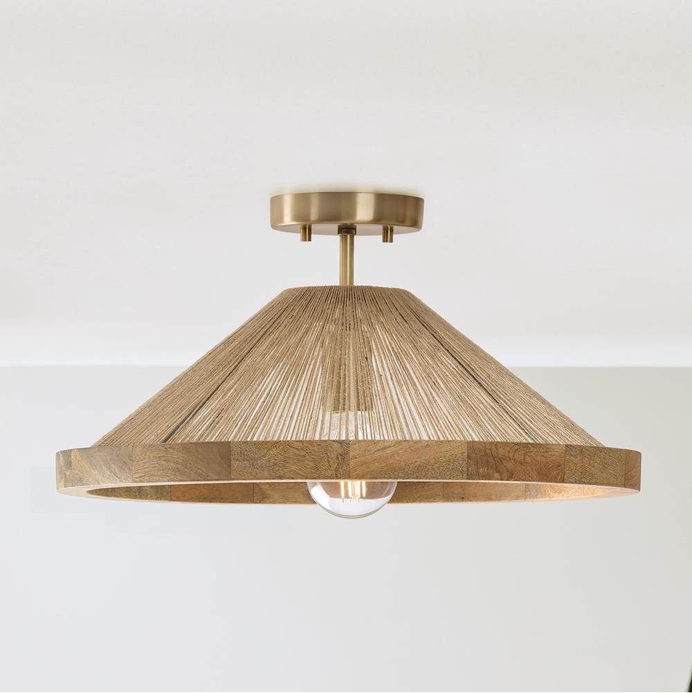 Capital Lighting 252811MA Matte Brass 19''w X 7''h 1-light Dual Mount Pendant In Matte Brass With Mango Wood And Handwrapped Natural Jute Rope String Image 5