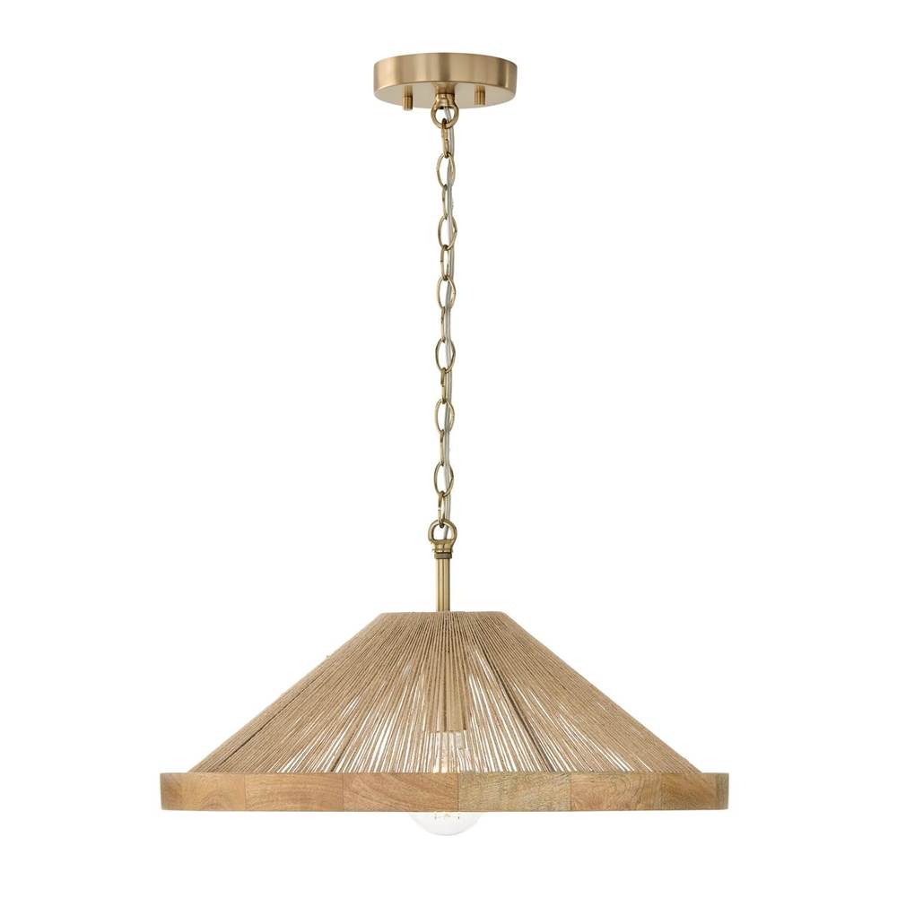 Capital Lighting 252811MA Matte Brass 19''w X 7''h 1-light Dual Mount Pendant In Matte Brass With Mango Wood And Handwrapped Natural Jute Rope String Image 4