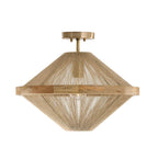 Capital Lighting 252812MA Matte Brass 19.75w X 16.25h 1-light Dual Mount Pendant In Matte Brass With Mango Wood And Handwrapped Natural Jute Rope String Image 1