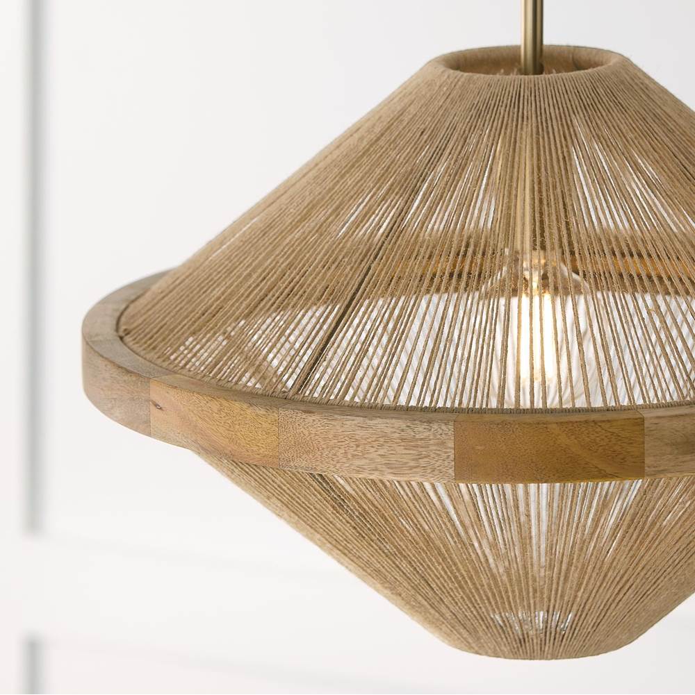 Capital Lighting 252812MA Matte Brass 19.75w X 16.25h 1-light Dual Mount Pendant In Matte Brass With Mango Wood And Handwrapped Natural Jute Rope String Image 5