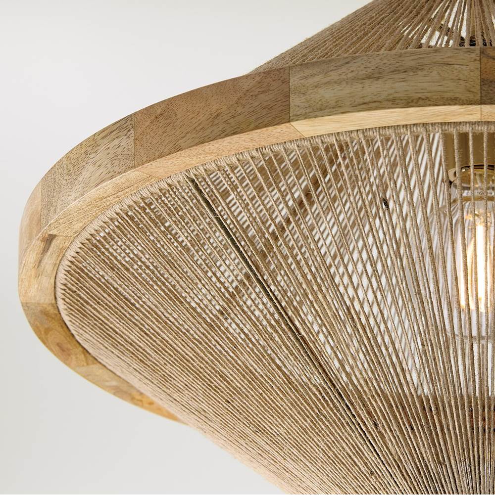 Capital Lighting 252812MA Matte Brass 19.75w X 16.25h 1-light Dual Mount Pendant In Matte Brass With Mango Wood And Handwrapped Natural Jute Rope String Image 4