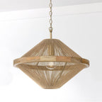 Capital Lighting Maya 19.75w X 16.25h 1-light Dual Mount Pendant In Matte Brass With Mango Wood And Handwrapped Natural Jute Rope String