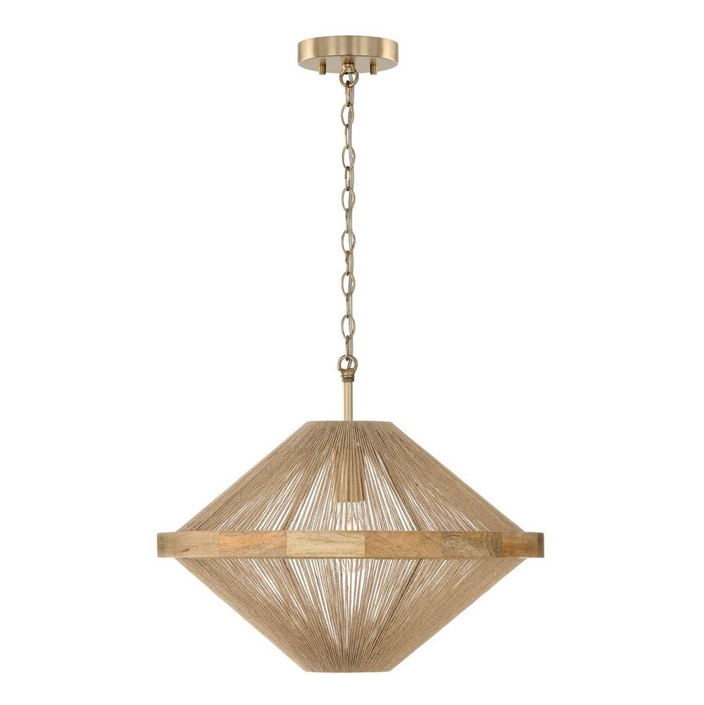 Capital Lighting 252812MA Matte Brass 19.75w X 16.25h 1-light Dual Mount Pendant In Matte Brass With Mango Wood And Handwrapped Natural Jute Rope String Image 3