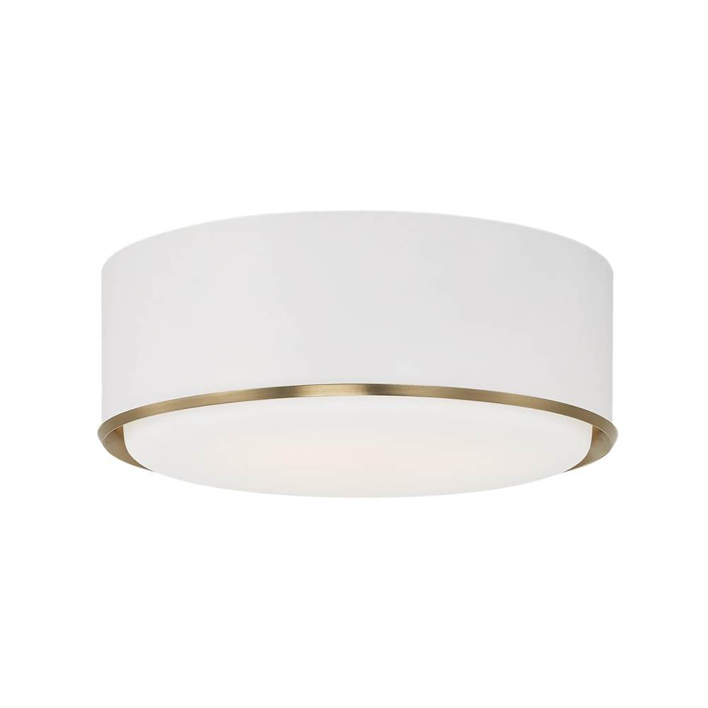 Capital Lighting 254831RE Matte Brass,White 15''w X 6''h 3-light Semi Flush Mount In Matte White With Matte Brass Details And Frosted White Diffuser Image 1