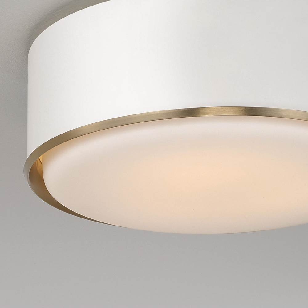 Capital Lighting 254831RE Matte Brass,White 15''w X 6''h 3-light Semi Flush Mount In Matte White With Matte Brass Details And Frosted White Diffuser Image 3