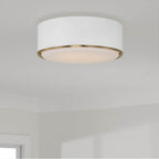 Capital Lighting Carlton 15''w X 6''h 3-light Semi Flush Mount In Matte White With Matte Brass Details And Frosted White Diffuser