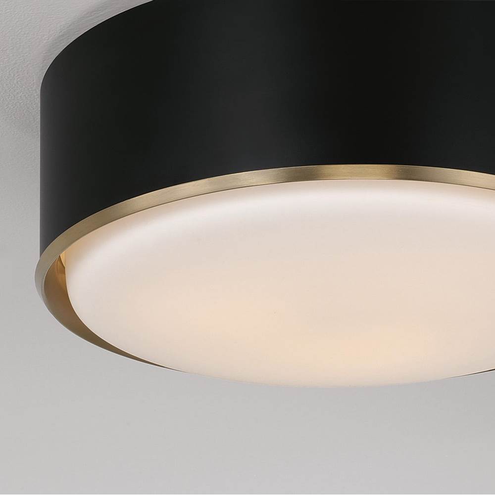 Capital Lighting 254831RK Matte Brass,Black 16''w X 6''h 3-light Semi Flush Mount In Matte Black With Matte Brass Details And Frosted White Diffuser Image 3