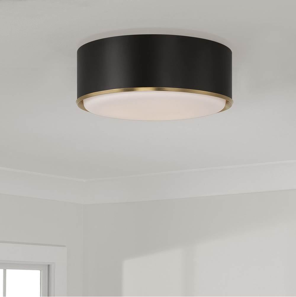 Capital Lighting Carlton 15''w X 6''h 3-light Semi Flush Mount In Matte White With Matte Brass Details And Frosted White Diffuser