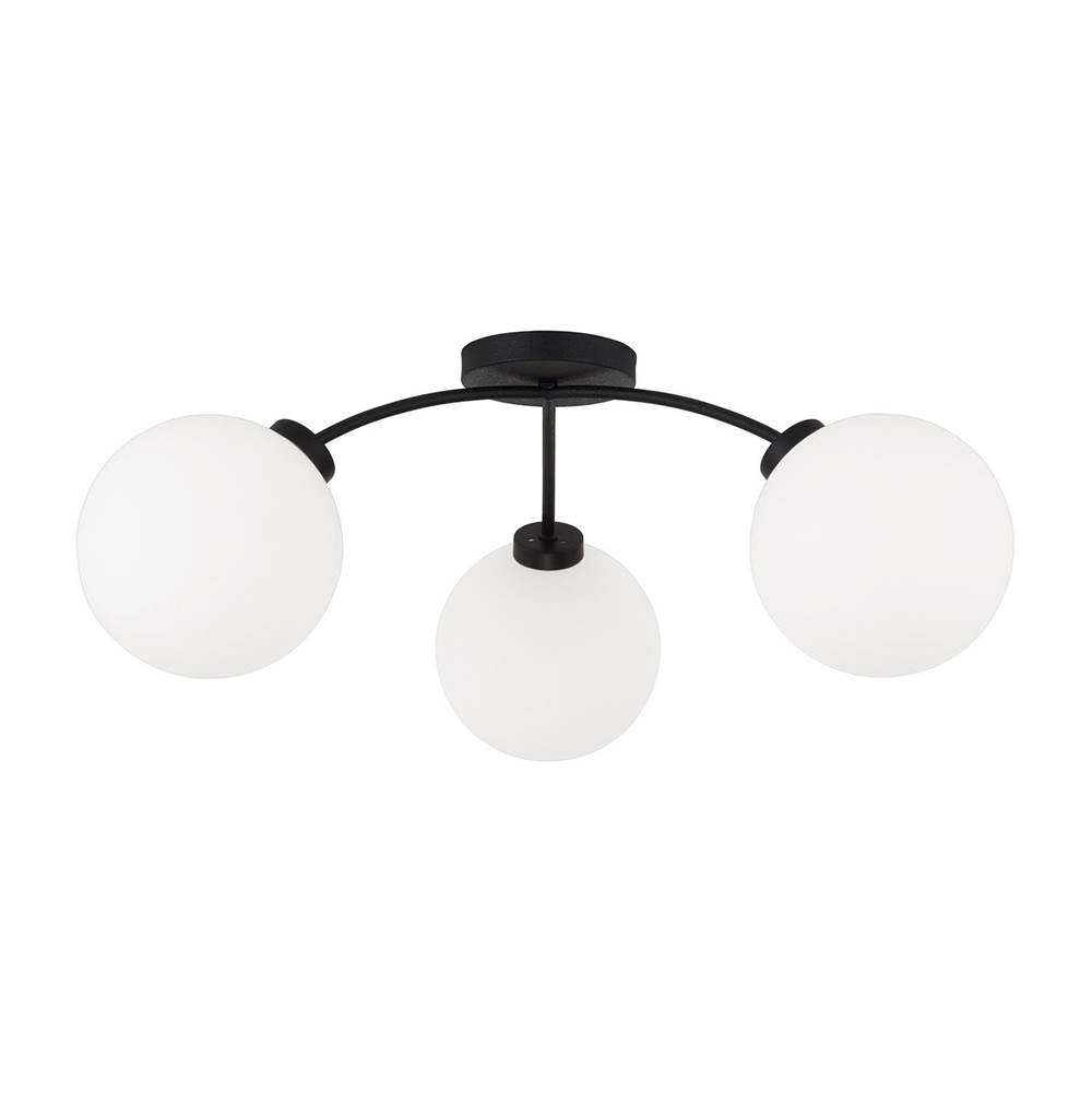 Capital Lighting 257131BI-557 Black Iron 28'' W X 9.5'' H 3-light Semi Flush In Matte Black With Soft White Glass Globes Image 1