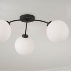 Capital Lighting 257131BI-557 Black Iron 28'' W X 9.5'' H 3-light Semi Flush In Matte Black With Soft White Glass Globes Image 2