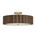 Capital Lighting 257641MA Matte Brass 20'' W X 8.25'' H 4-light Reversed-flute Handcrafted Mango Wood Drum Semi Flush In Nordic Wood With Matte Brass And White Glass Diffuser Image 1